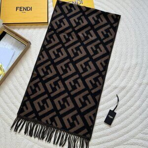 Fendi Brown and Black Reversible Wool Muffler